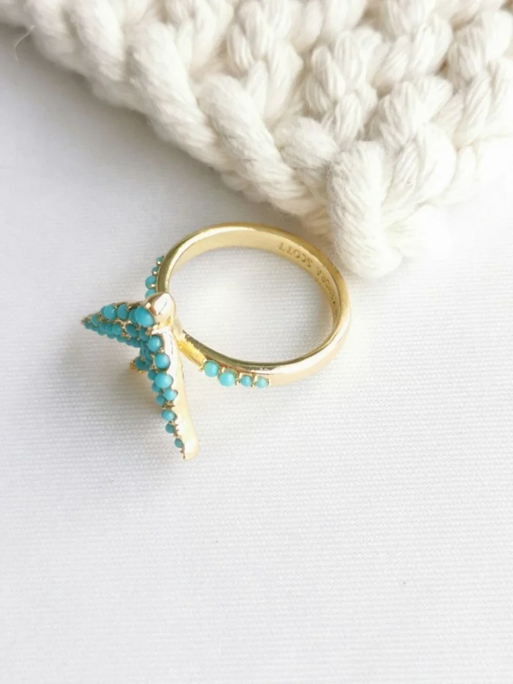 Kendra Scott Melody Bird Gold Teal Crystal Cocktail Ring Size 7
